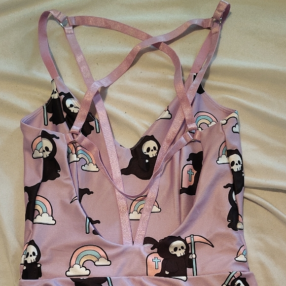 Purple Grim Reaper Print Dress - Picture 4 of 4